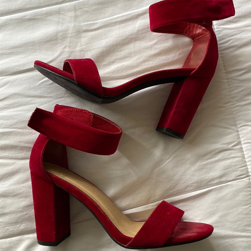 Red suede heels